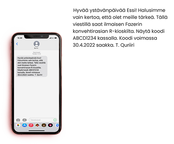 Asiakaslahja tekstiviestillä Asiakaslahja tekstiviestillä.