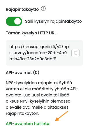 NPS API -rajapintakäyttö.