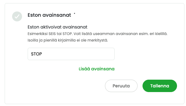 Estolistan avainsanat.