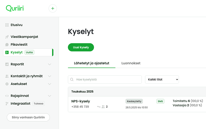 NPS-kyselyn luominen.