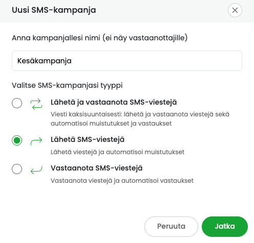 Ryhmätekstiviestin lähettäminen Quriirista SMS-kampanjan luominen.